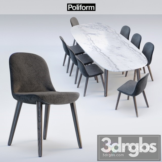 Poliform Mad Dining Chair Table 3dsmax Download - thumbnail 1