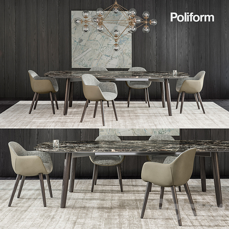 Poliform Mad Dining set_01 3DS Max - thumbnail 1