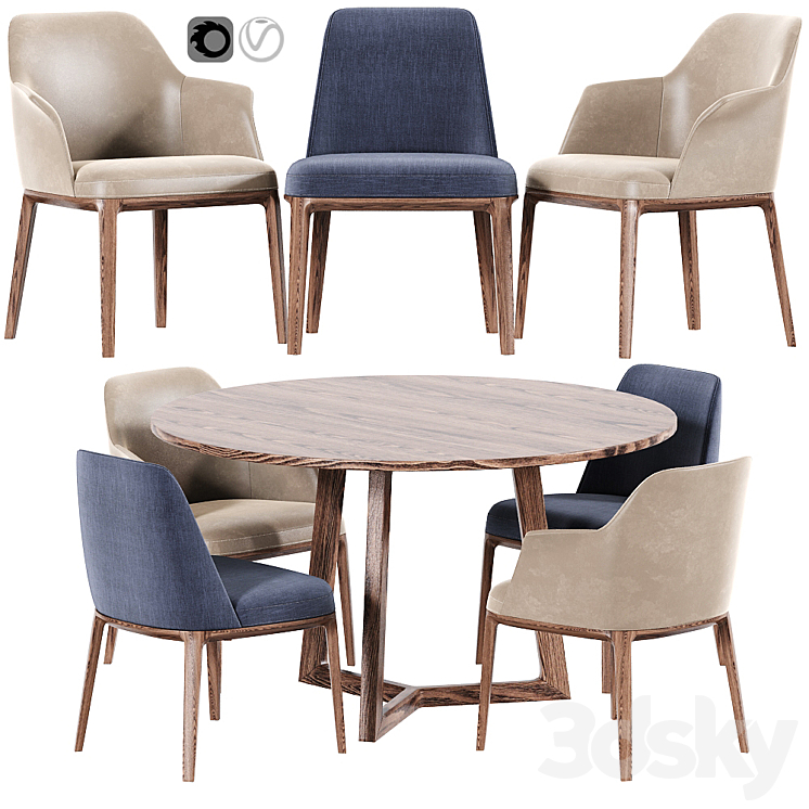 Poliform Sophie And Grace Dining Set 3DS Max - thumbnail 1