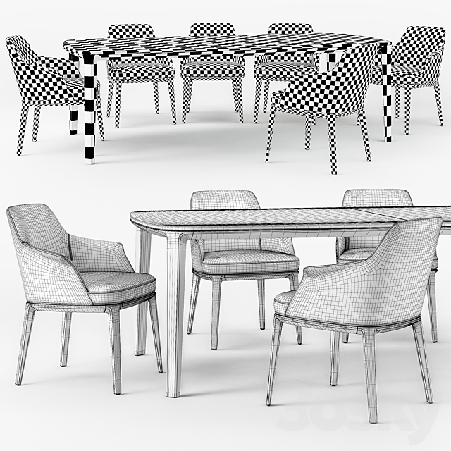 Poliform Sophie armchair Henry table 3DSMax File - thumbnail 3