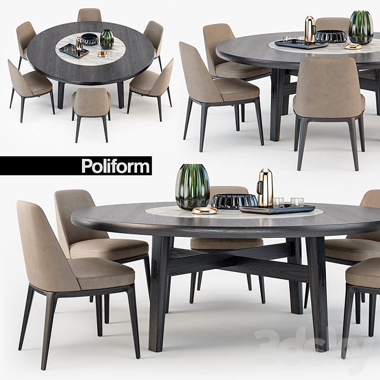 Poliform Sophie chair Home Hotel table 3DS Max - thumbnail 1