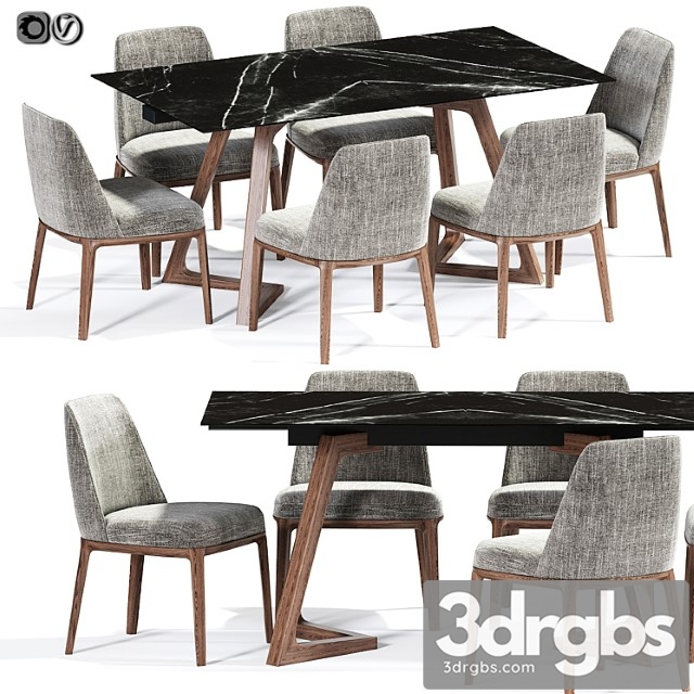 Poliform Sophie Dining Chair Set 02 3dsmax Download - thumbnail 1