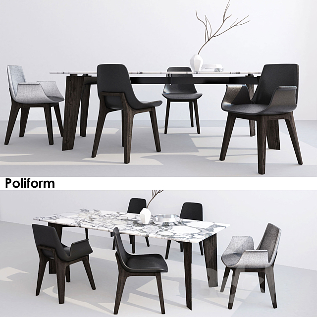 Poliform table HOWARD. chairs VENTURA s16. s17 3DSMax File - thumbnail 1