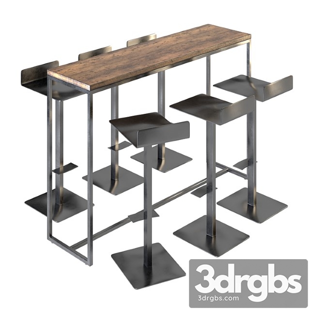 Polly Bar Stools Bar Table 3dsmax Download - thumbnail 1