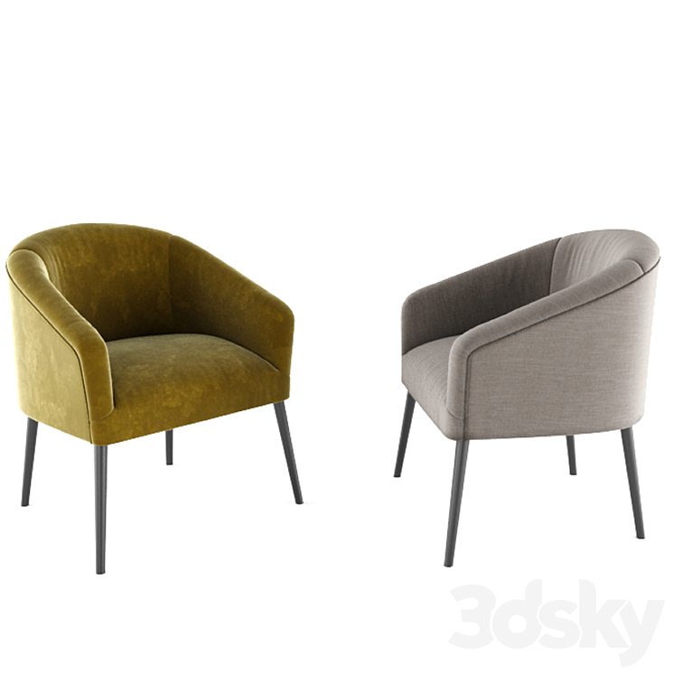 Pomeroy Barrel Chair With Round Table 3DS Max - thumbnail 2