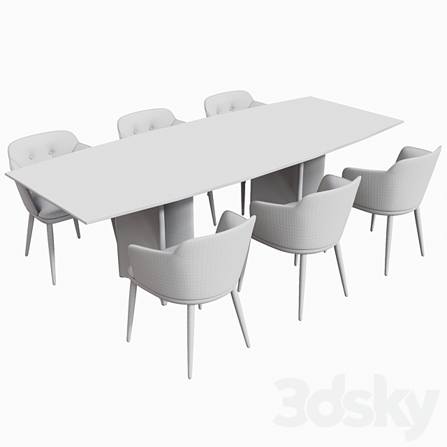 Porada Alan Botte Cristallo Table and Celine Chair 3DS Max Model - thumbnail 3