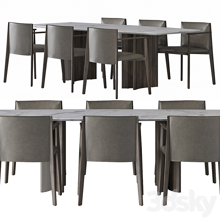 porada dining set v1 3DS Max - thumbnail 1