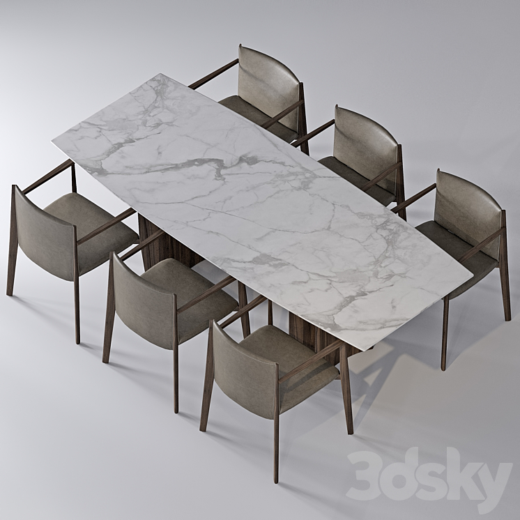 porada dining set v1 3DS Max - thumbnail 2