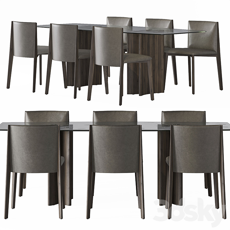 porada dining set v4 3DS Max - thumbnail 1