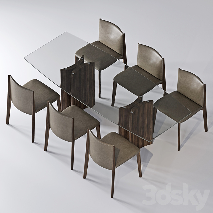 porada dining set v4 3DS Max - thumbnail 2