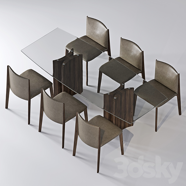 porada dining set v4 3DSMax File - thumbnail 2