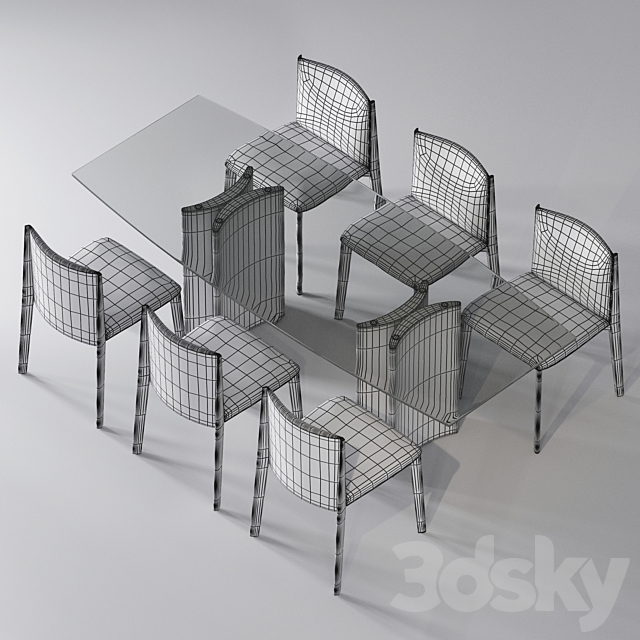 porada dining set v4 3DSMax File - thumbnail 3