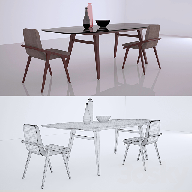 Porada Loop table and chair Porada Lolita 3DS Max Model - thumbnail 3