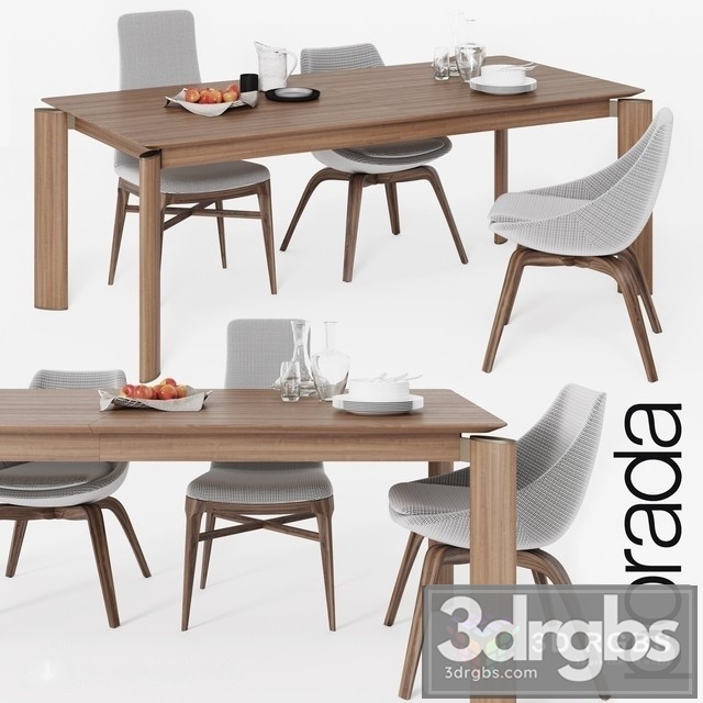 Porada Table and Chair 3dsmax Download - thumbnail 1