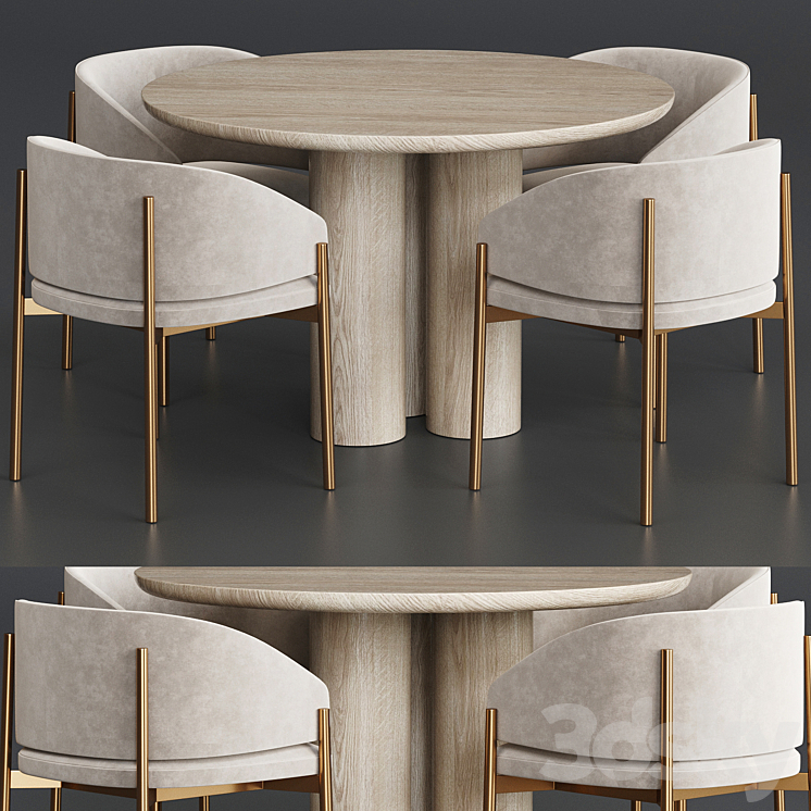 Porro Frank Anya Travertine dining table 3DS Max Model - thumbnail 1