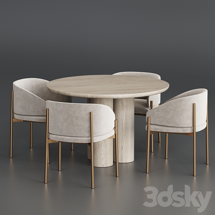 Porro Frank Anya Travertine dining table 3DS Max Model - thumbnail 2