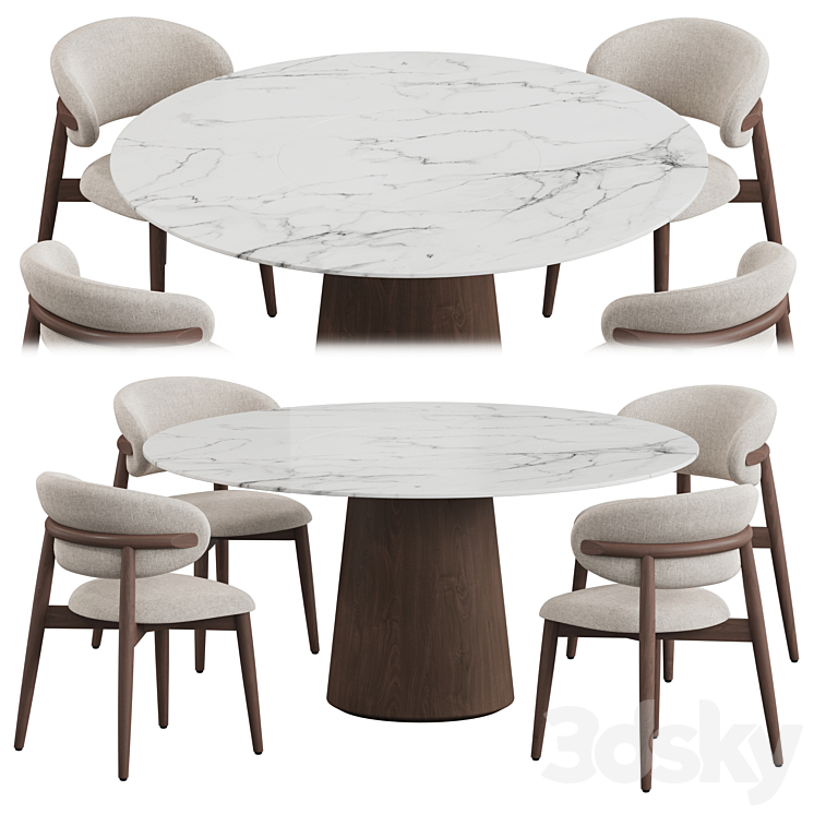 Porro Materic table Oleandro chair Dining set 3DS Max - thumbnail 1