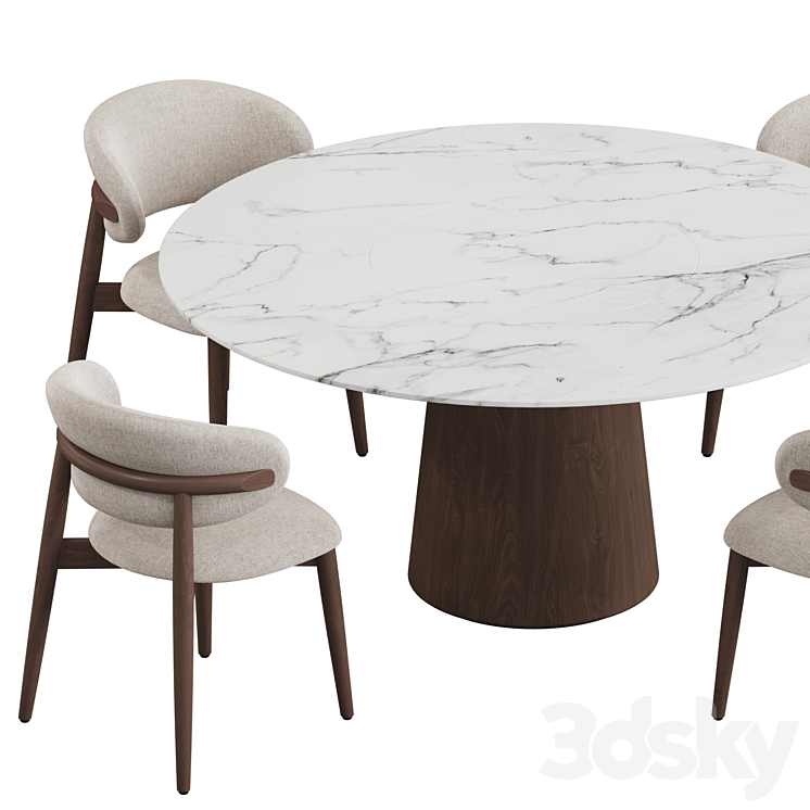 Porro Materic table Oleandro chair Dining set 3DS Max - thumbnail 2