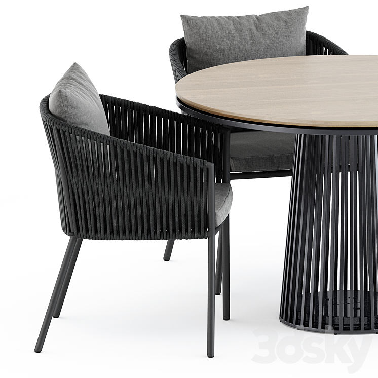 Porto Dining Chair by burkedecor and Grid table by solpuri 3DS Max Model - thumbnail 2