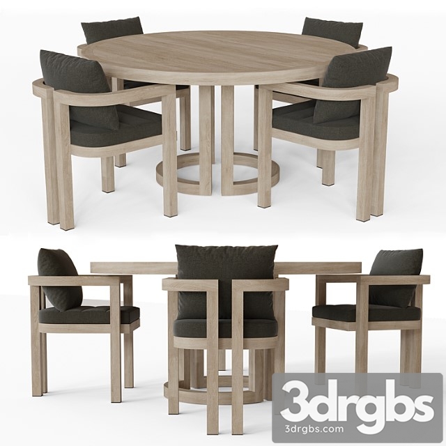 Portofino Teak Round Dining Table 3dsmax Download - thumbnail 1