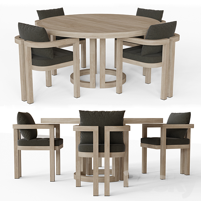 PORTOFINO TEAK ROUND DINING TABLE 3DSMax File - thumbnail 1