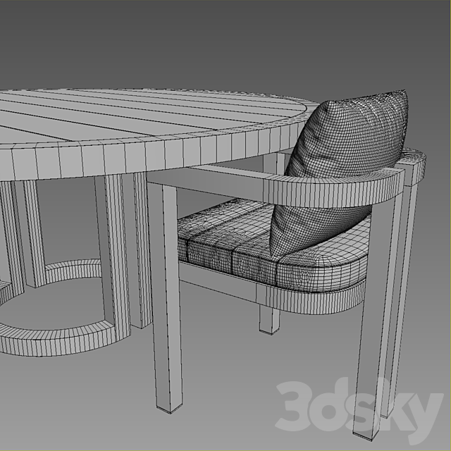 PORTOFINO TEAK ROUND DINING TABLE 3DSMax File - thumbnail 2