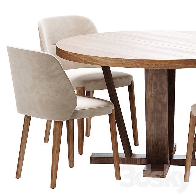 Potocco concha aura dining set 3DS Max Model - thumbnail 2