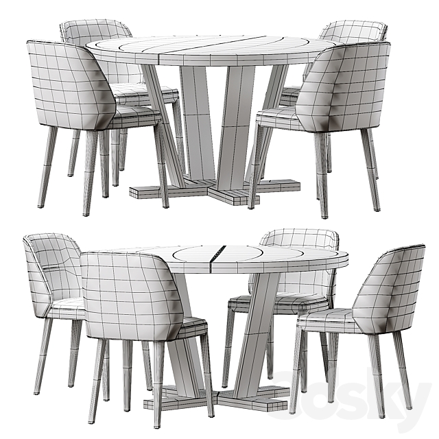 Potocco concha aura dining set 3DS Max Model - thumbnail 3