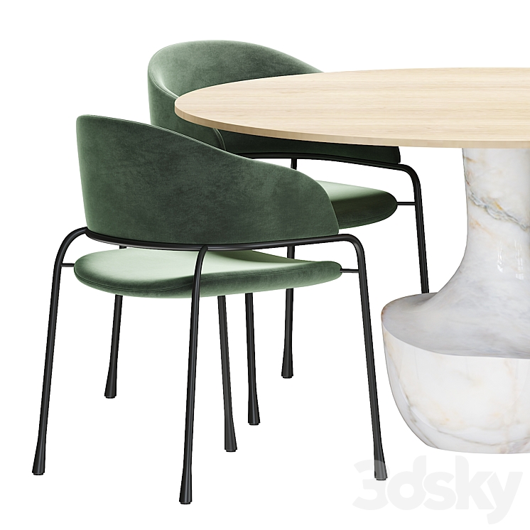 Potocco Fast chair and Anfora table 3DS Max Model - thumbnail 2