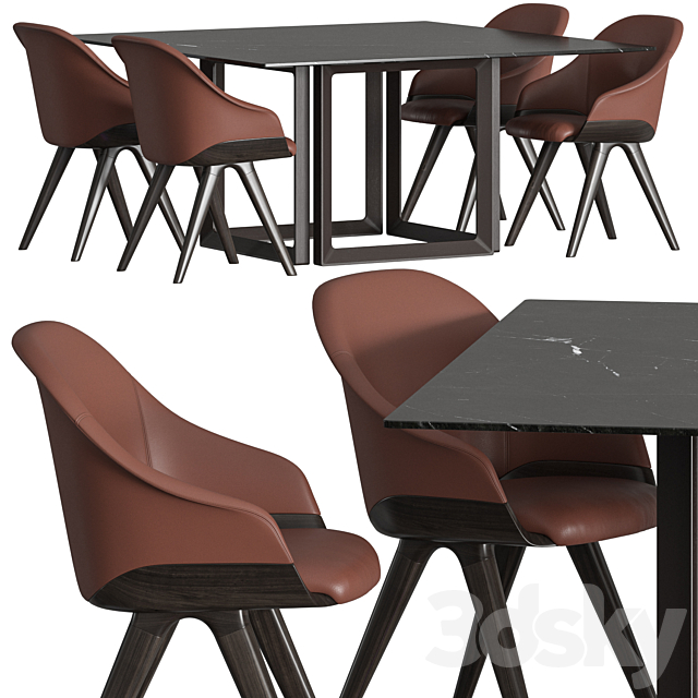 Potocco Lyz Armchair & Opus 893_TQ Dining Set 3DSMax File - thumbnail 1