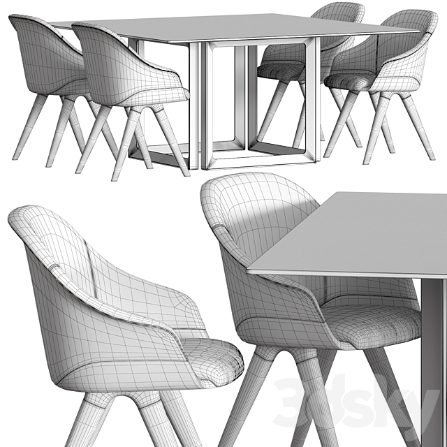 Potocco Lyz Armchair & Opus 893_TQ Dining Set 3DSMax File - thumbnail 5