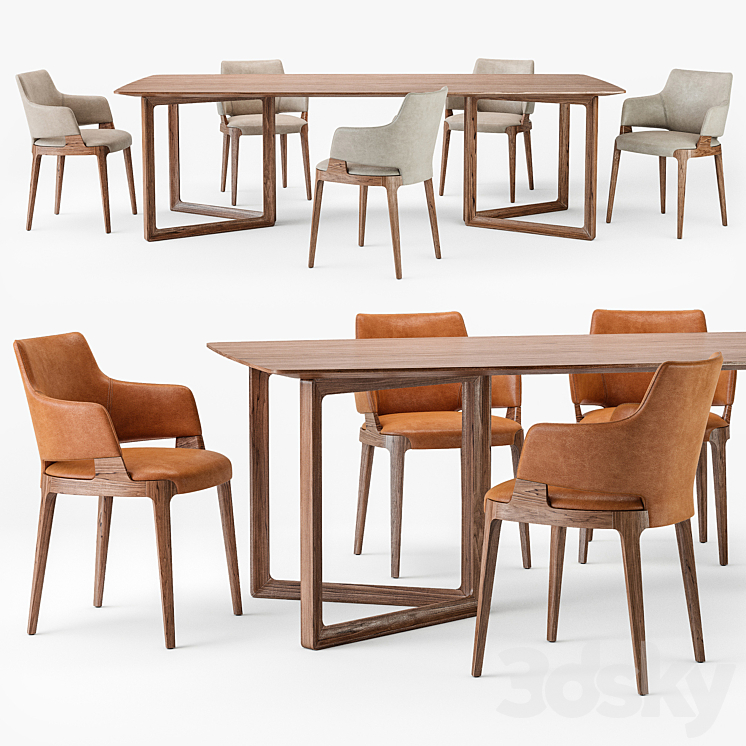 Potocco velis armchair opus table 3DS Max - thumbnail 1