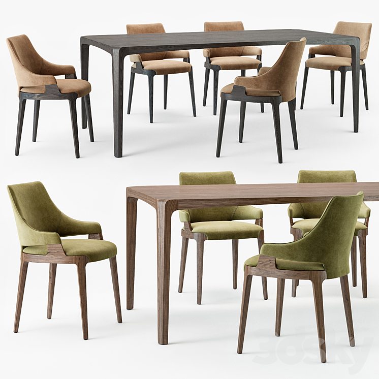 Potocco velis chair eiles table 3DS Max - thumbnail 1