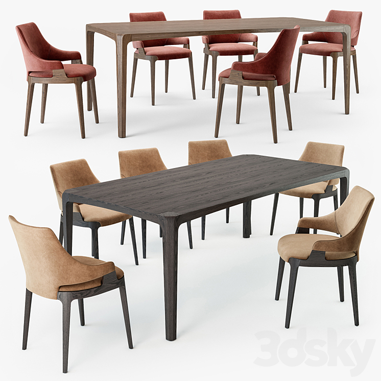 Potocco velis chair eiles table 3DS Max - thumbnail 2