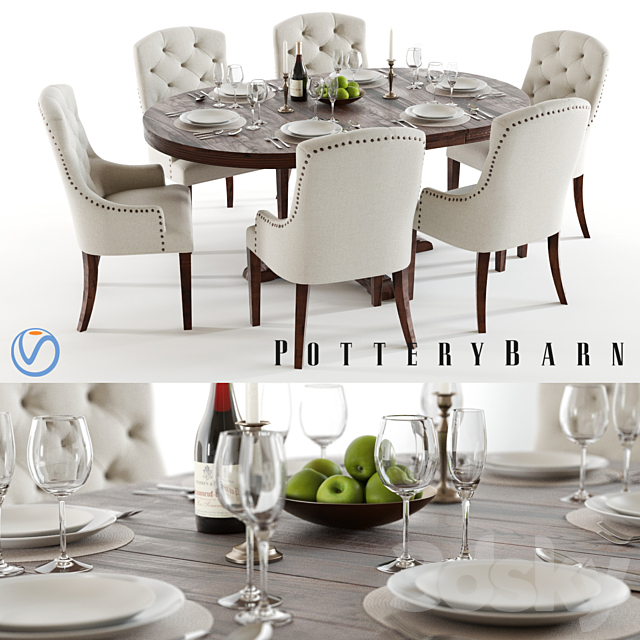 Pottery Barn Benchwright and Lorraine 2 3ds Max - thumbnail 1