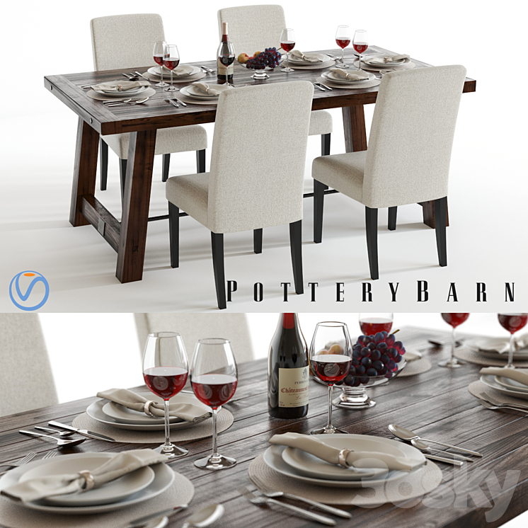 Pottery Barn Benchwright Set 3DS Max - thumbnail 1