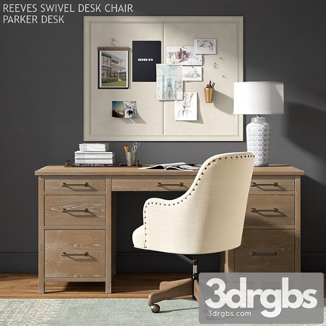 Pottery barn parker desk 2 3dsmax Download - thumbnail 1