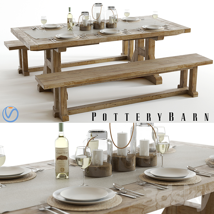 Pottery Barn Stafford Set 3DS Max - thumbnail 1