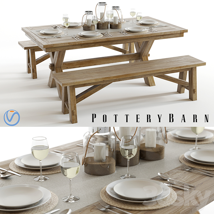 Pottery Barn Toscana Set 3DS Max - thumbnail 1