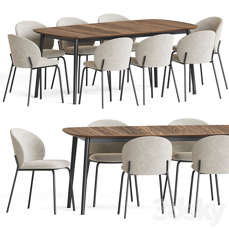 Princeton Chair Kingston Table Dining Set 3DS Max - thumbnail 2