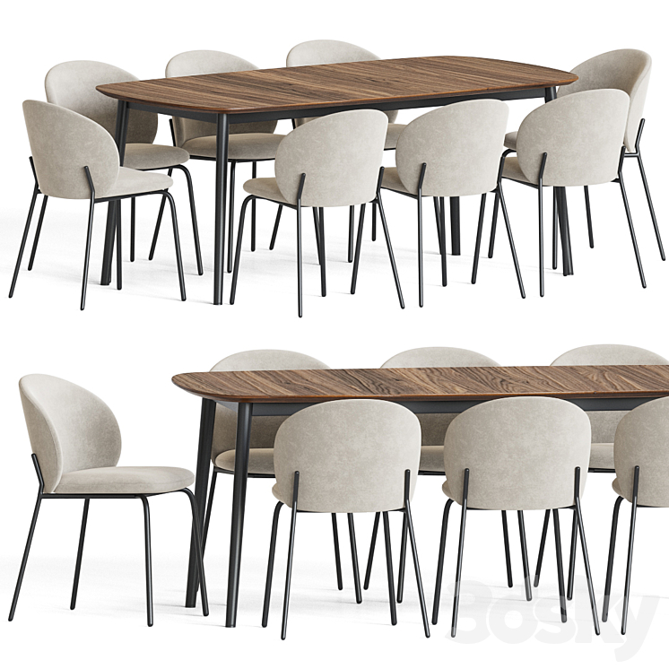 Princeton Chair Kingston Table Dining Set 3DS Max - thumbnail 1