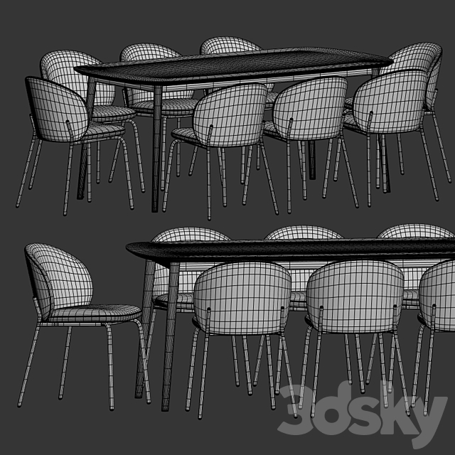 Princeton Chair Kingston Table Dining Set 3DSMax File - thumbnail 3