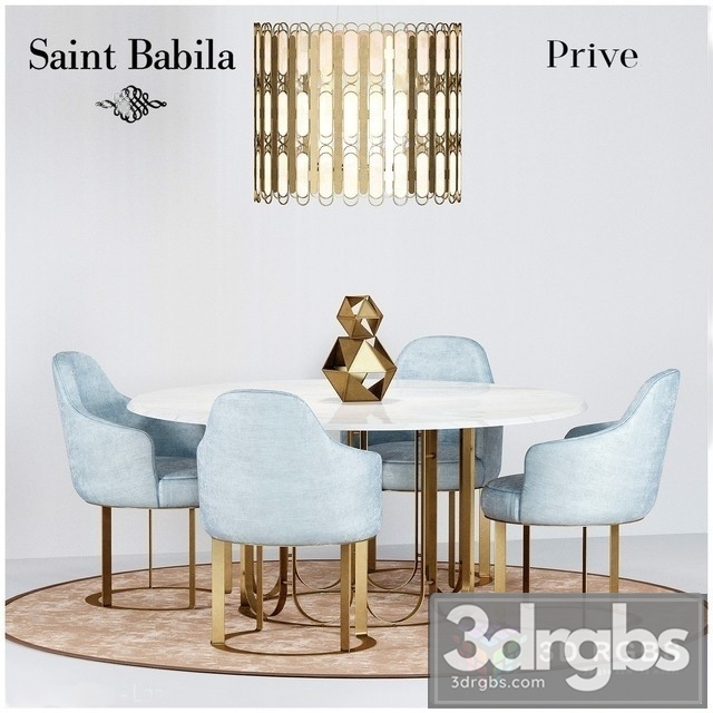 Prive Saint Babila Table and Chair 3dsmax Download - thumbnail 1