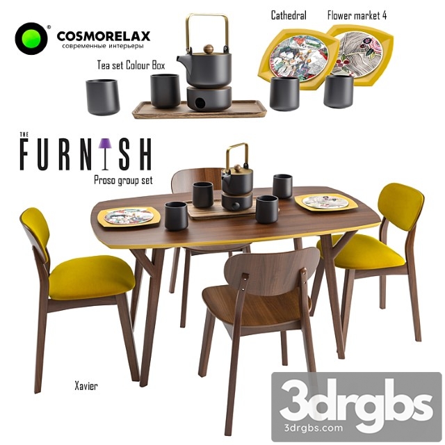 Proso dining group set 2 3dsmax Download - thumbnail 1