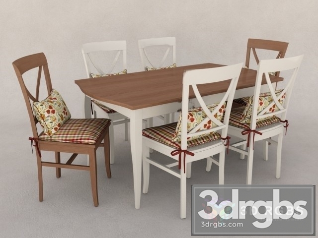 Provence White Table and Chair 3dsmax Download - thumbnail 1