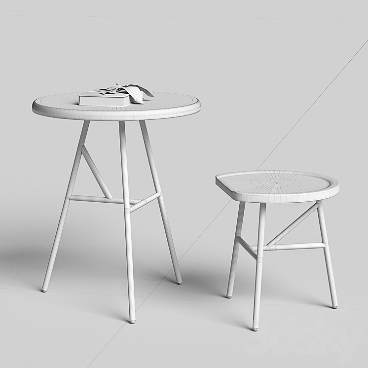 Puccio table & stool 3DS Max - thumbnail 2