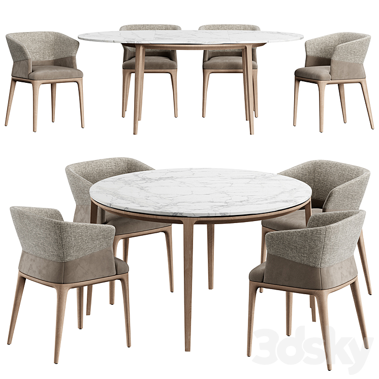 Quad Chair Dinning Set M 3DS Max Model - thumbnail 1