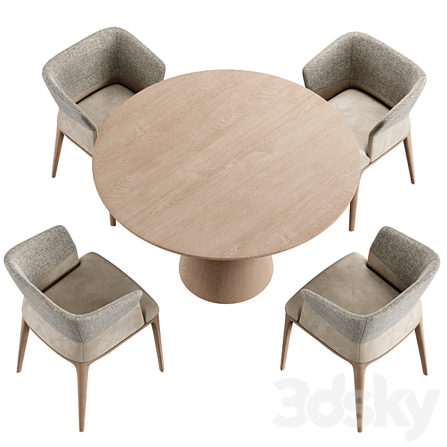 Quad Chair Konyshev Dinning Set 3DSMax File - thumbnail 4