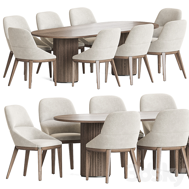 Queen Chair Campbell Table Dining Set 3DS Max Model - thumbnail 3