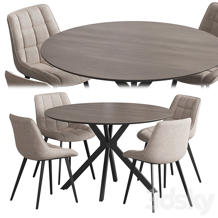 Ralf table Adah chair 3DS Max Model - thumbnail 1